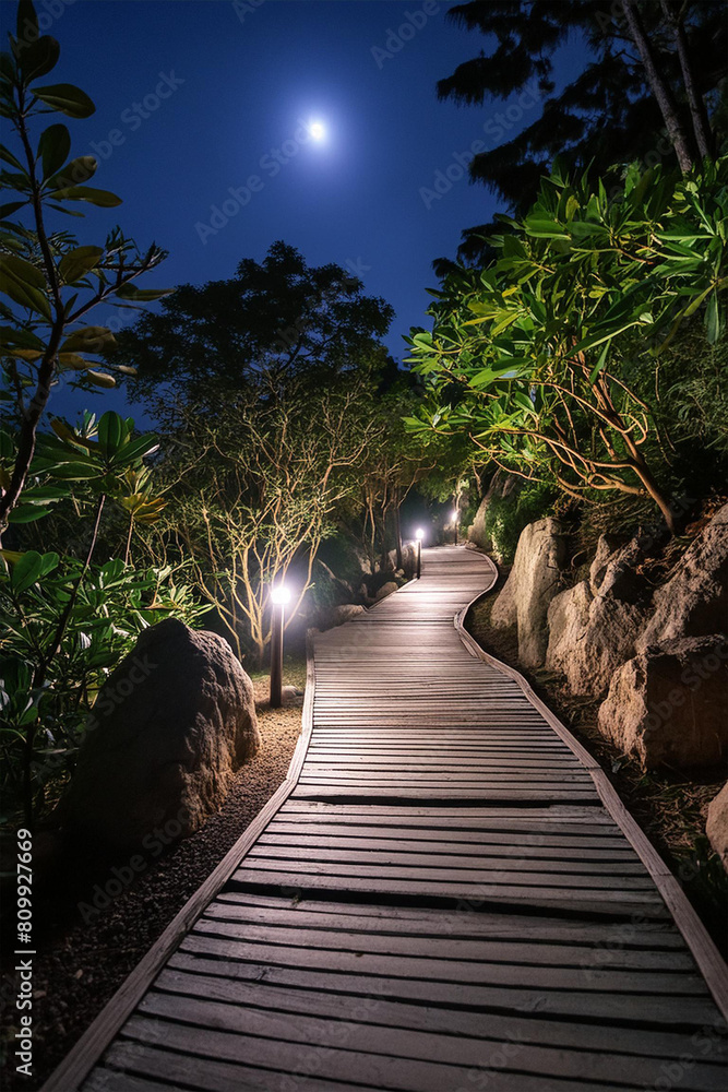 Fototapeta premium Walking path in the night