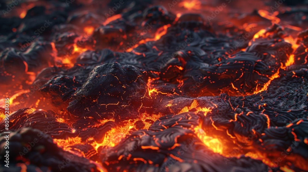Captivating view of molten lava flow with vivid red and black textures illustrating the raw power of nature Captivating view of molten lava flow with vivid red and black textures illustrating the raw power of nature