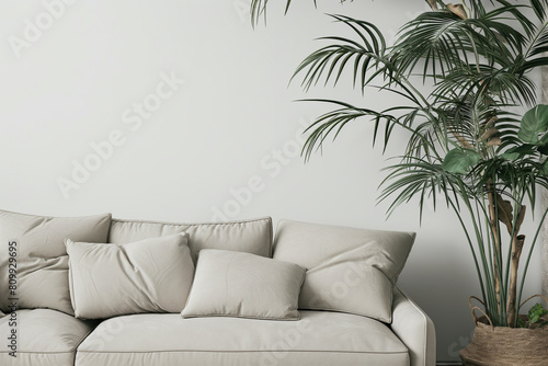 Living Room interior wall mockup with fabric sofa © Bunpoht