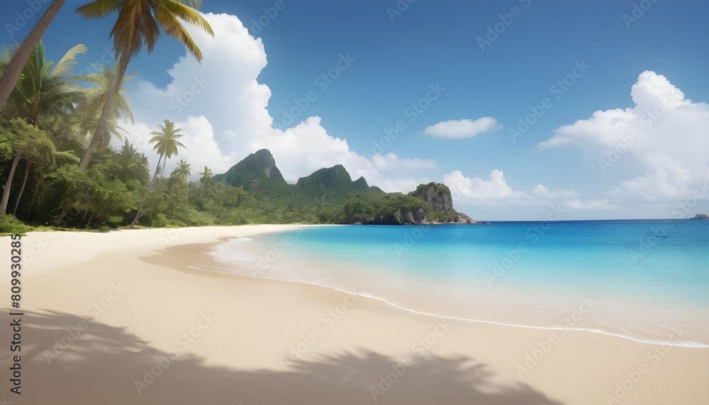 paradise beach with sand in the day create with ai paradise beach with sand in the day create with ai