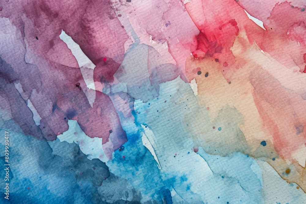 Fototapeta premium Watercolor painting on white paper, watercolor paper texture background, Watercolor pattern, Ai generated
