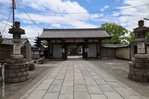  A Japanese temple in Kyoto : the scene of an entrance gate to the precincts of To-ji Temple photo