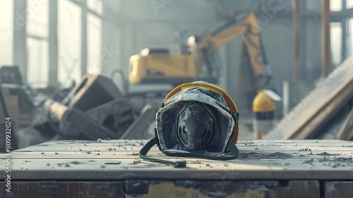 Dust Mask on Toolbox Industrial Safety and Protection in Construction Generative ai photo