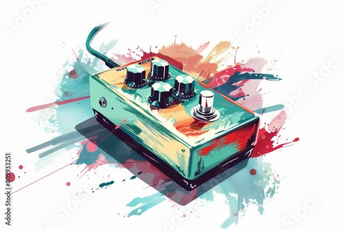 A guitar pedal sitting on top of a table. Ideal for music equipment ads