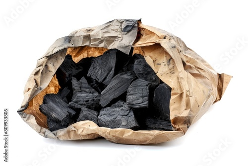White Background Charcoal Bag: Perfect for BBQ and Grilling - Coal Sack for Ignition photo