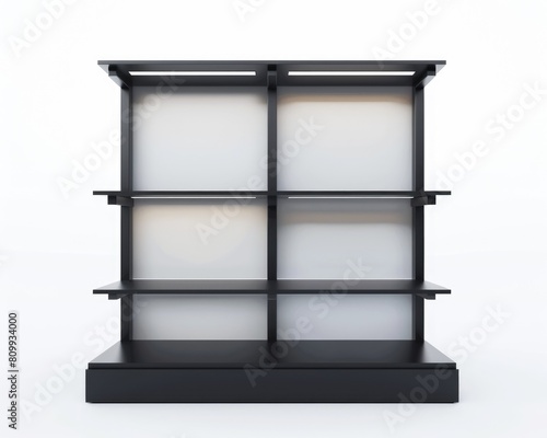 White 3D Showcase Display Shelves with Wobler, Price Tags on Isolated Background  photo