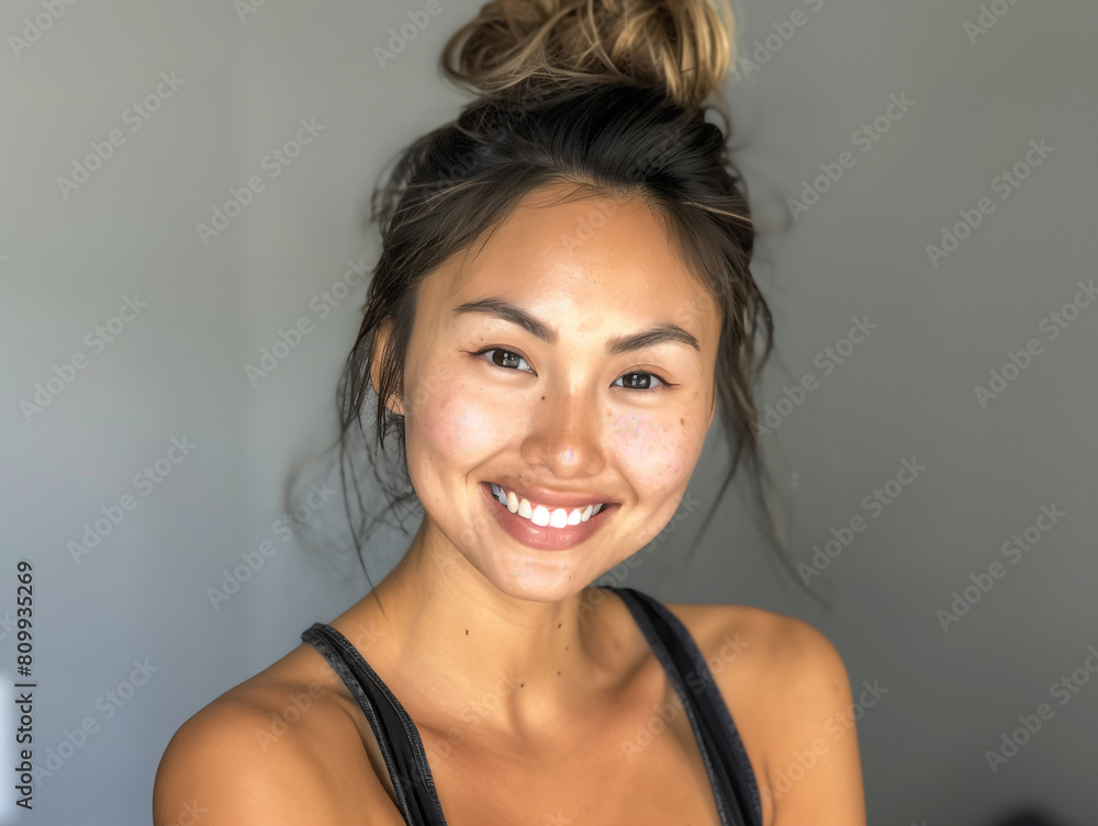 Smiling healthy young woman in yoga top Smiling healthy young woman in yoga top