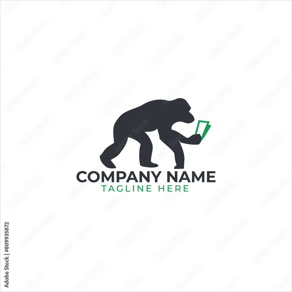 Obraz premium monkey logo design vector template white background 