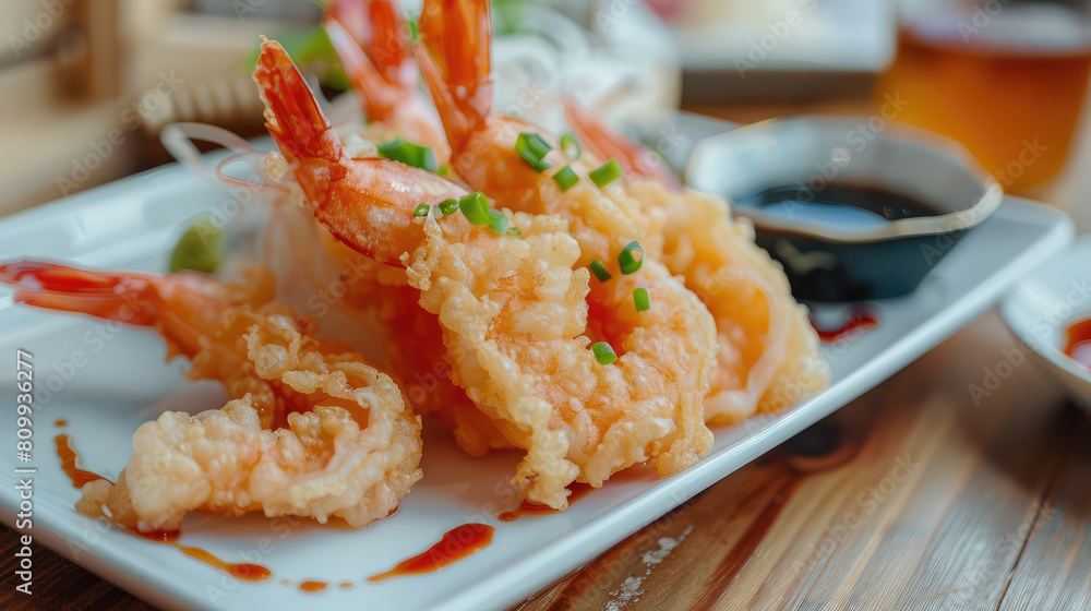 Tempting and delicious tempura shrimp, a feast for the senses with every bite. Tempting and delicious tempura shrimp, a feast for the senses with every bite.