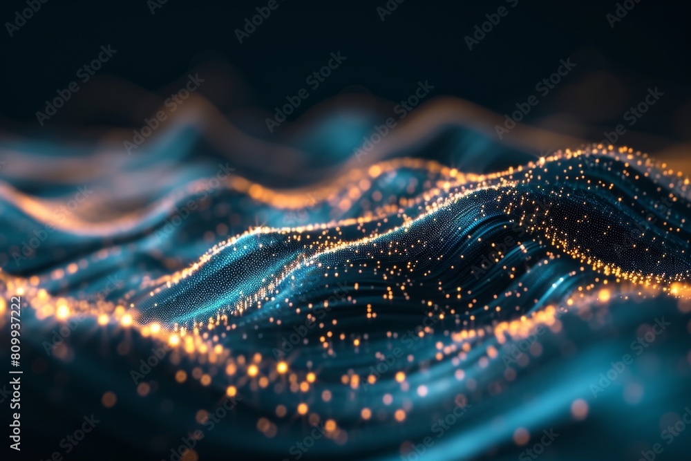 Digital particles wave and light abstract background with shining dots stars concept, Digital wave background , AI generated Digital particles wave and light abstract background with shining dots stars concept, Digital wave background , AI generated