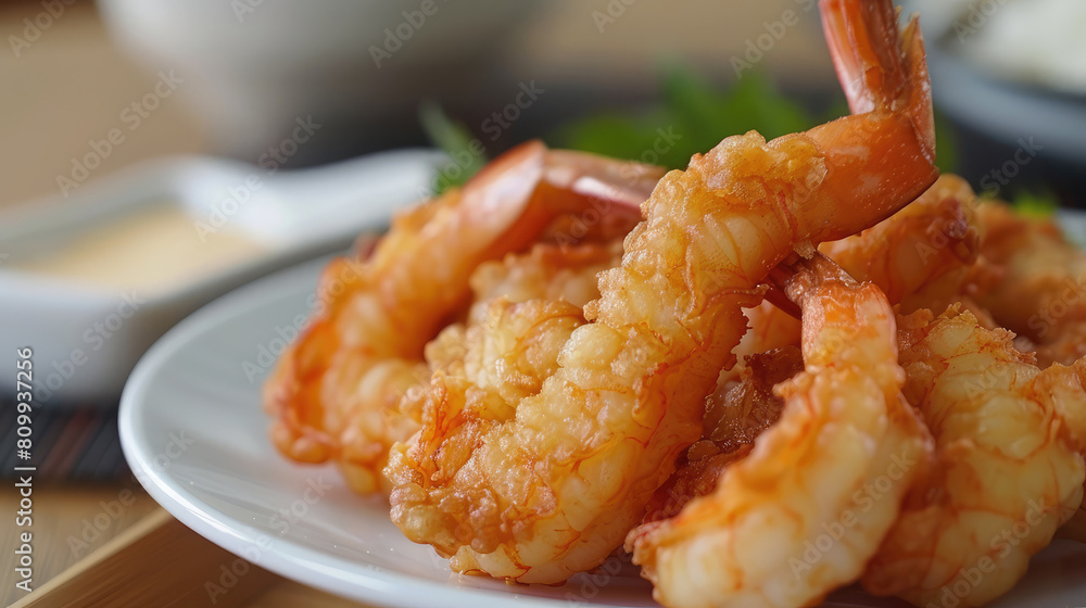 Delicious tempura shrimp, fried to perfection and served with a zesty dipping sauce. Delicious tempura shrimp, fried to perfection and served with a zesty dipping sauce.