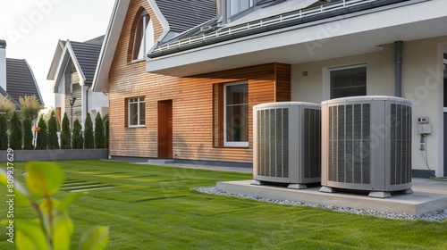 Installation of an Air Source heat pump outside a newly developed residential home