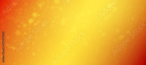 Abstract orange and yellow background with bokeh lights with snowflake and sunlight, panoramic background with copy space