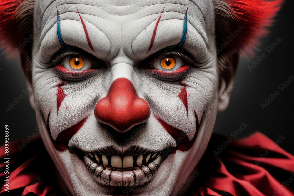 Retrato de un Payaso Diabólico, Malo y Horripilante Retrato de un Payaso Diabólico, Malo y Horripilante