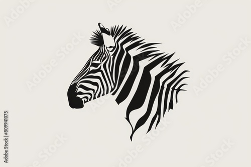 Zebra Head Icon  Africa Symbol  Zoo Logo  Minimal Zebra Portrait  face print  wild african animal