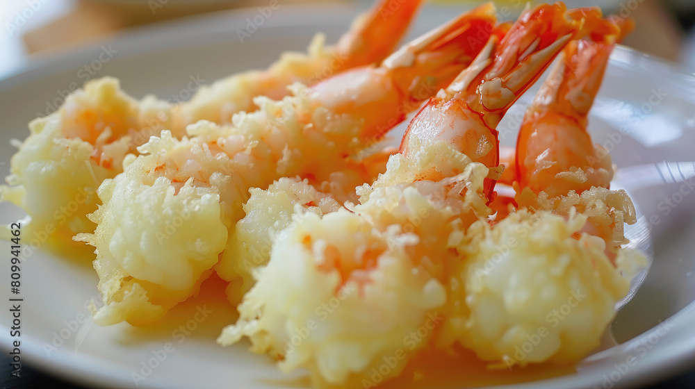 Juicy shrimp coated in a light, crispy tempura batter, a true delight for the palate. Juicy shrimp coated in a light, crispy tempura batter, a true delight for the palate.
