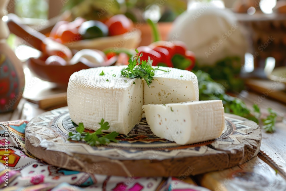 Savor the Freshness of Traditional Mexican Panela Cheese: Rustic Table with Sliced White Cheese, Savor the Freshness of Traditional Mexican Panela Cheese: Rustic Table with Sliced White Cheese,