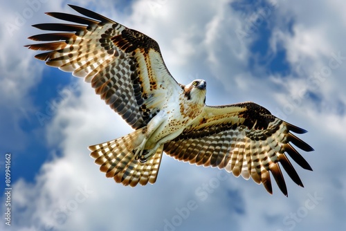 Sky High: Graceful Seahawk in Flight, Majestic Wings Spread Wide