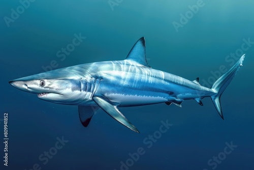 Shortfin Mako Shark in the Blue Waters. Majestic Predator of the Ocean photo