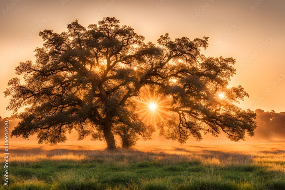 Obraz premium Tree in sunset