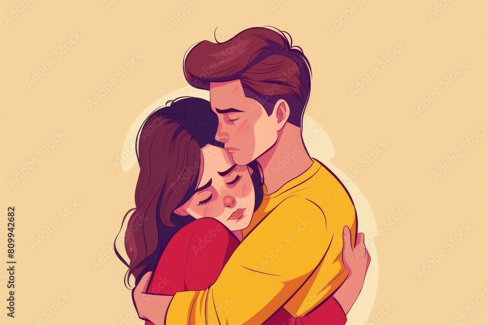 A man and a woman hugging each other. Suitable for romantic concepts A man and a woman hugging each other. Suitable for romantic concepts