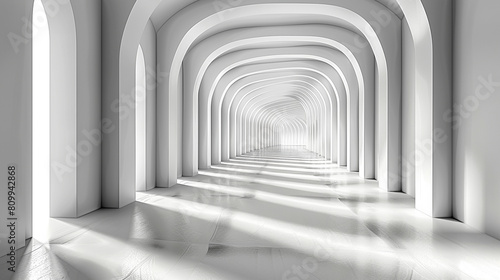 white corridor with columns
