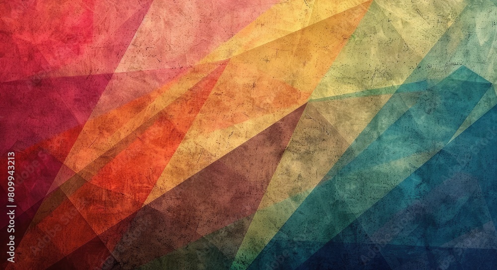 Muted Rainbow Geometric Art: Bold & Abstract Design with Subdued Rainbow Hues