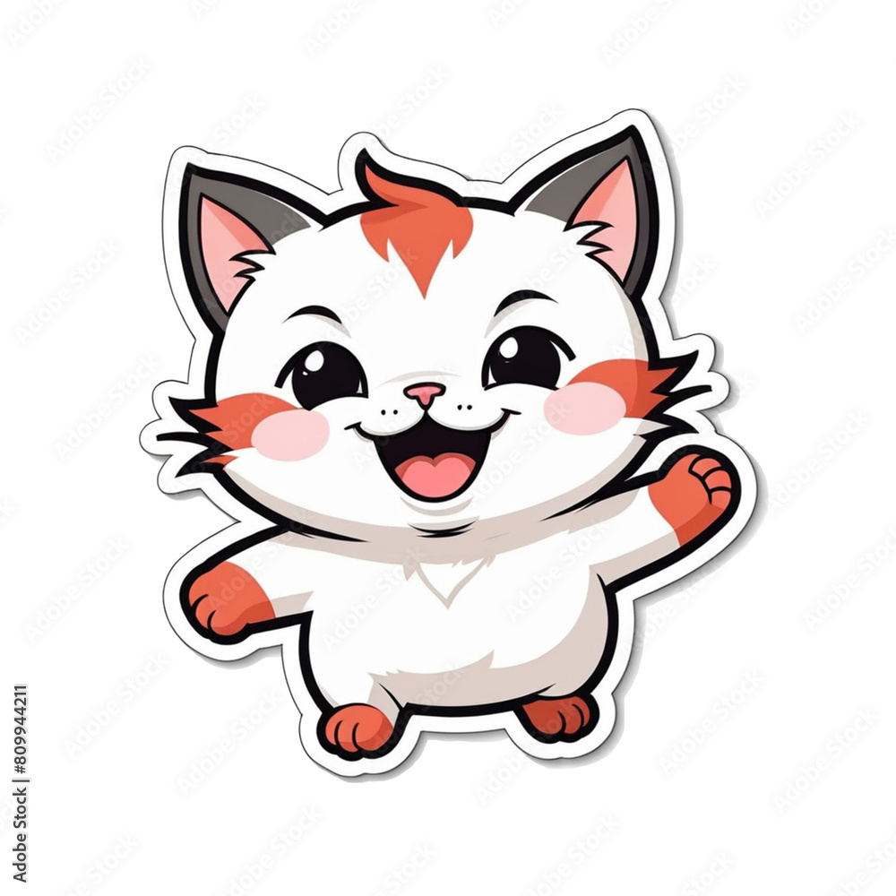 cute and cheerful kitten stickers, transparent background, vector art, sticker cutouts, dynamic colors. generative ai