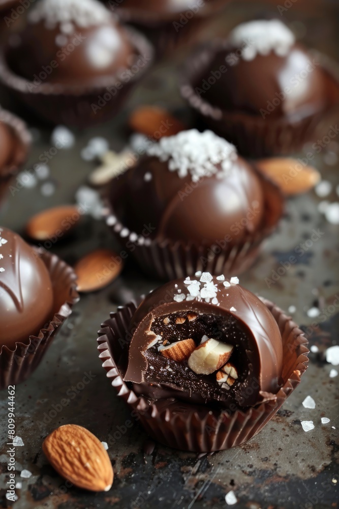 Indulge in the Richness of Chocolate Turtles with Almonds and Salted Caramel- Delicious Candy