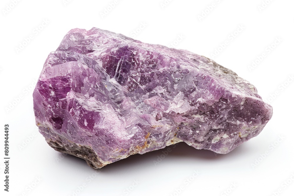 Lepidolite Gemstone: Isolated Macro Photography of Calm and Colourful Building Mineralogy on White Lepidolite Gemstone: Isolated Macro Photography of Calm and Colourful Building Mineralogy on White