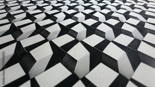 Op art inspired geometric pattern  black and white  creating optical illusions