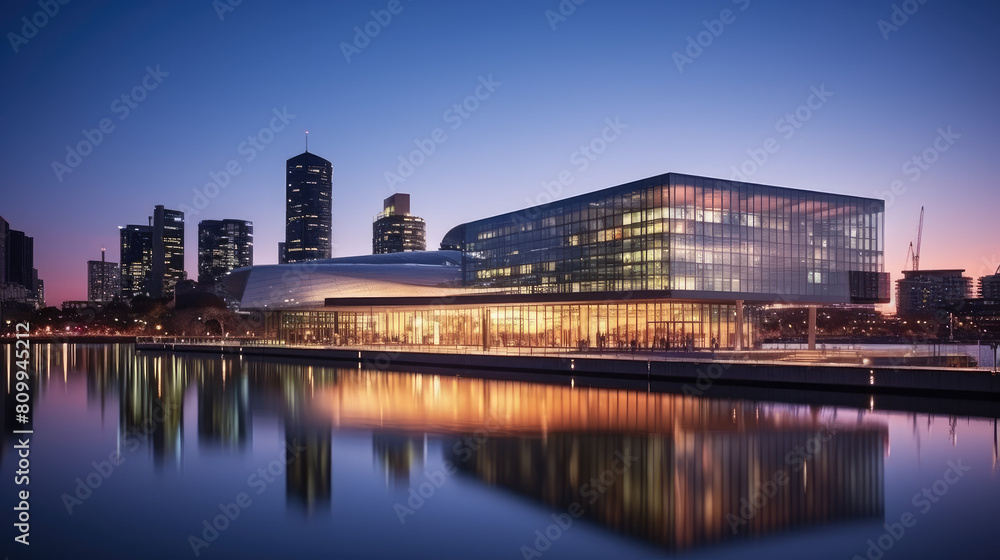 Modern Waterfront Architecture at Twilight