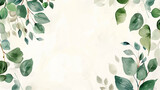 Elegant watercolor background with eucalyptus leaves and copy space