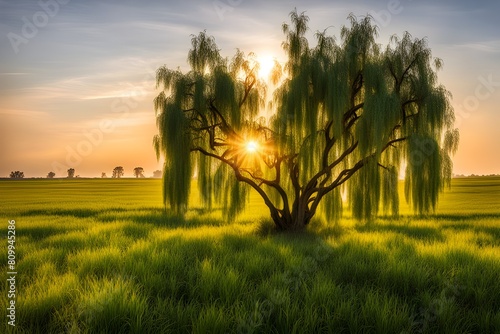 willow in sunset