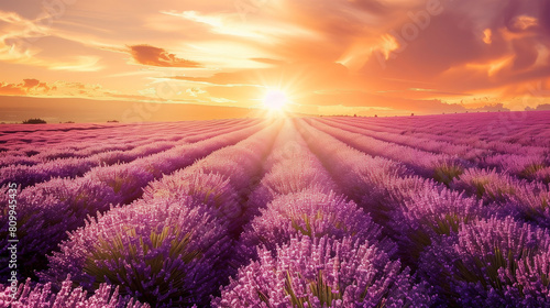 Sunset Over Lavender Fields in Provence 