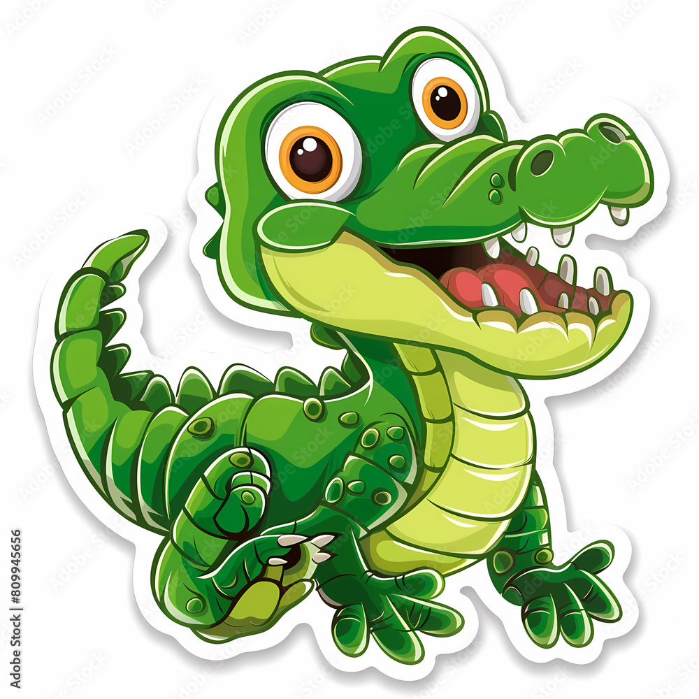Fototapeta premium Cute crocodile catoon on a White Canvas Sticker,vector image
