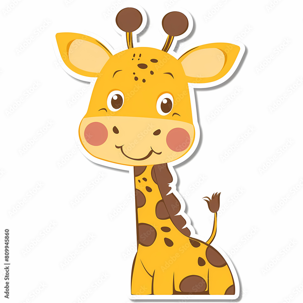 Cute giraffe catoon on a White Canvas Sticker,vector image Cute giraffe catoon on a White Canvas Sticker,vector image