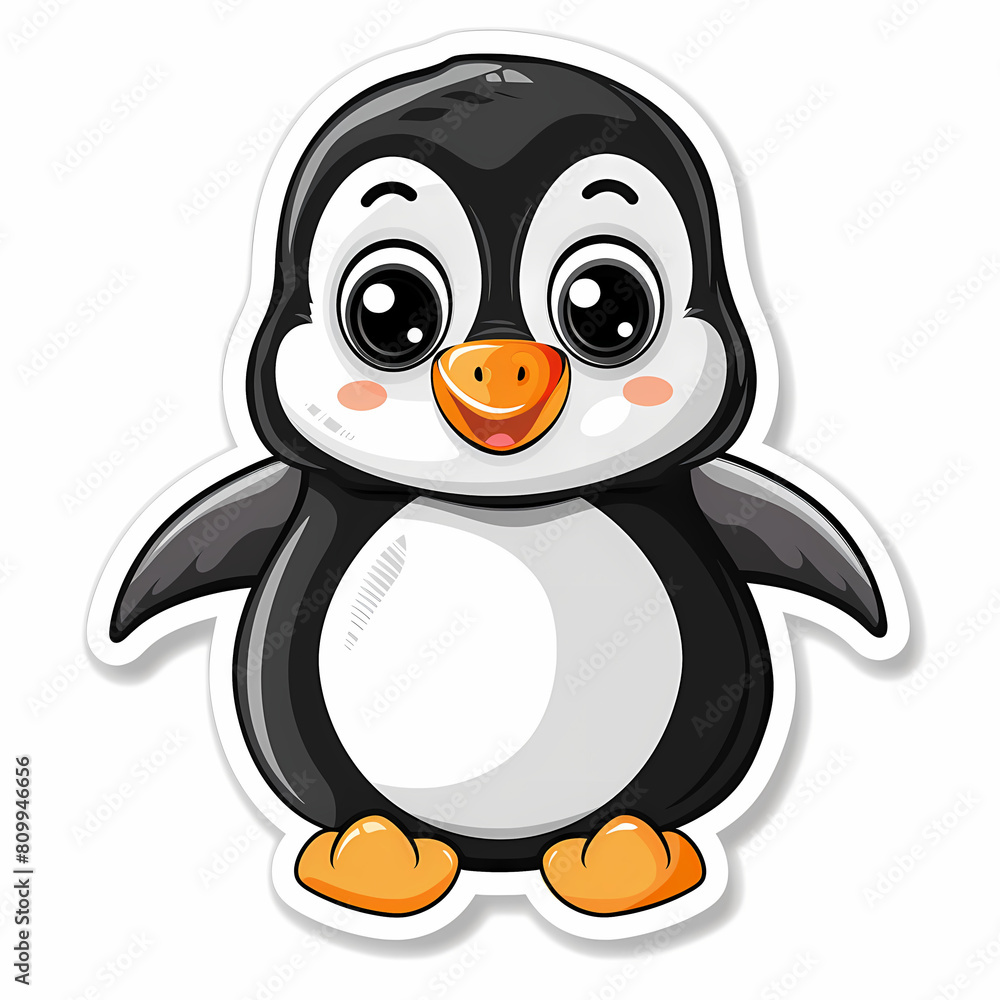Obraz premium Cute penguin catoon on a White Canvas Sticker,vector image