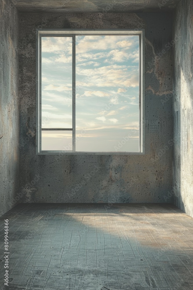 Simple empty room with view of the sky, suitable for various interior design projects