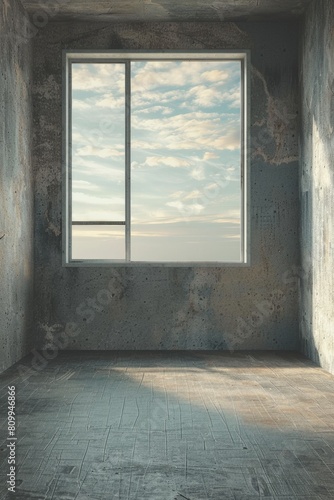 Simple empty room with view of the sky  suitable for various interior design projects