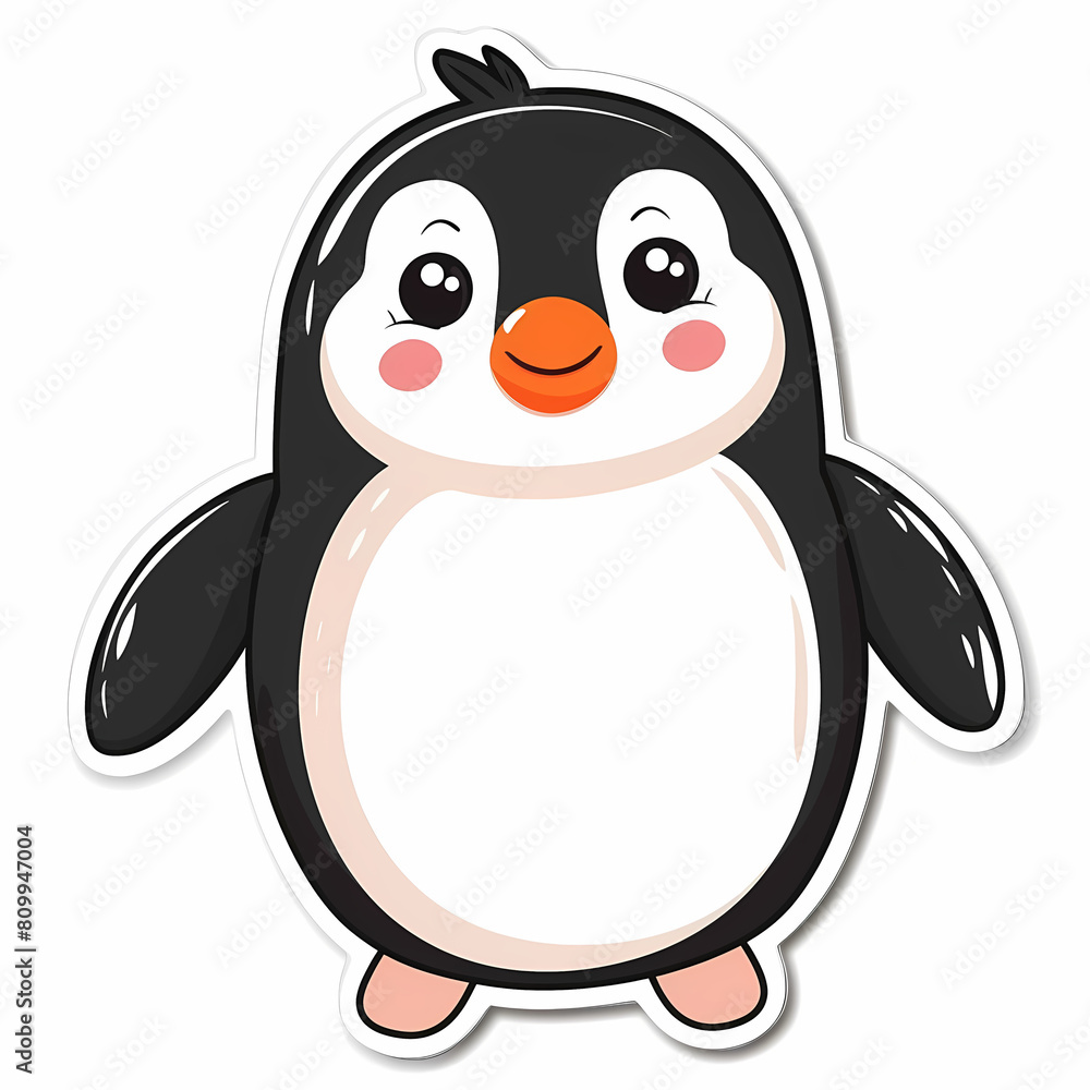 Cute penguin catoon on a White Canvas Sticker,vector image Cute penguin catoon on a White Canvas Sticker,vector image