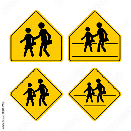 School Zone Crossing Sign Collection