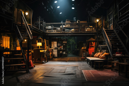 Mysterious Attic Loft Theater Stage Design © evening_tao