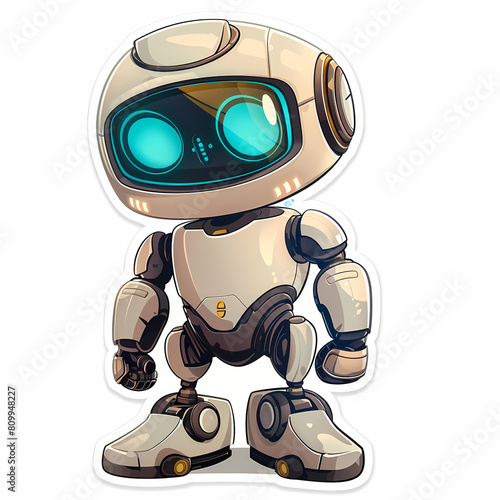 Cute robot on a White Canvas Sticker,vector image © ak159715