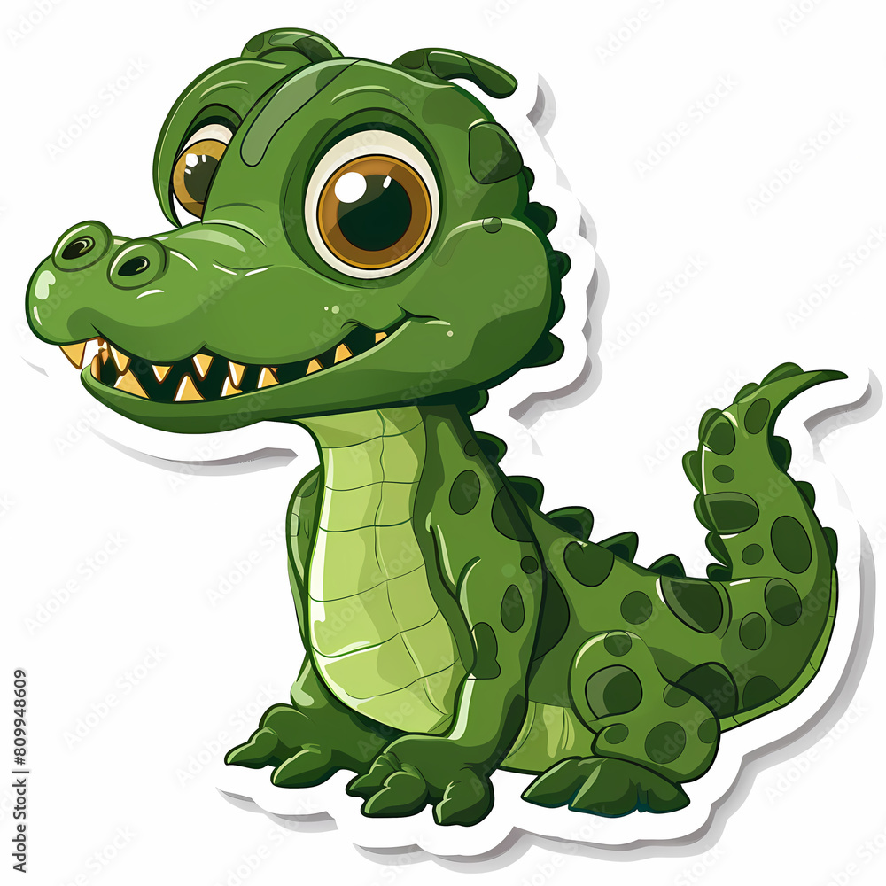 Fototapeta premium Cute crocodile catoon on a White Canvas Sticker,vector image