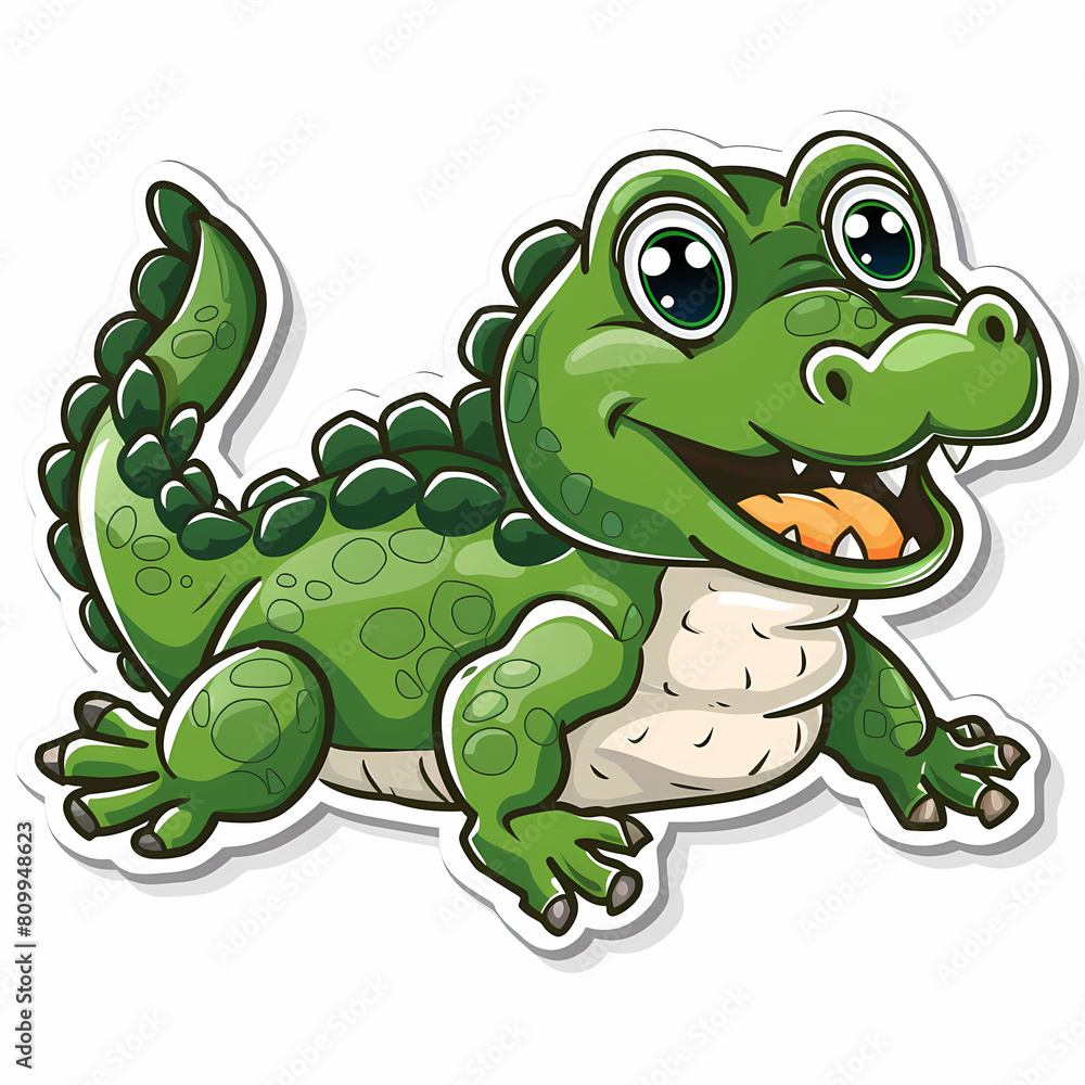 Fototapeta premium Cute crocodile catoon on a White Canvas Sticker,vector image