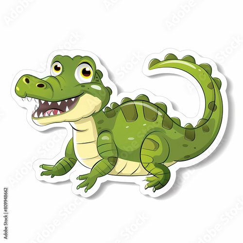 Cute crocodile catoon on a White Canvas Sticker vector image