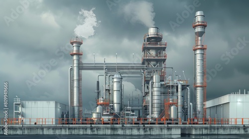 Industrial factory with pipes, suitable for industrial concepts