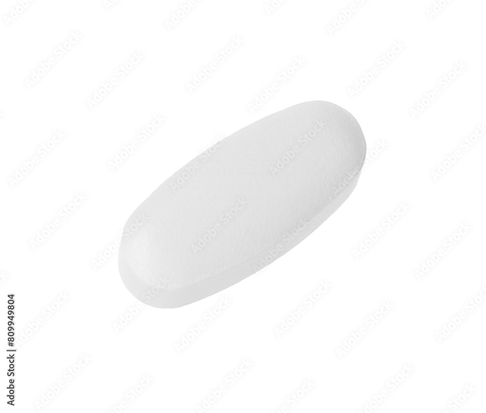 One vitamin pill isolated on white. Health supplement
