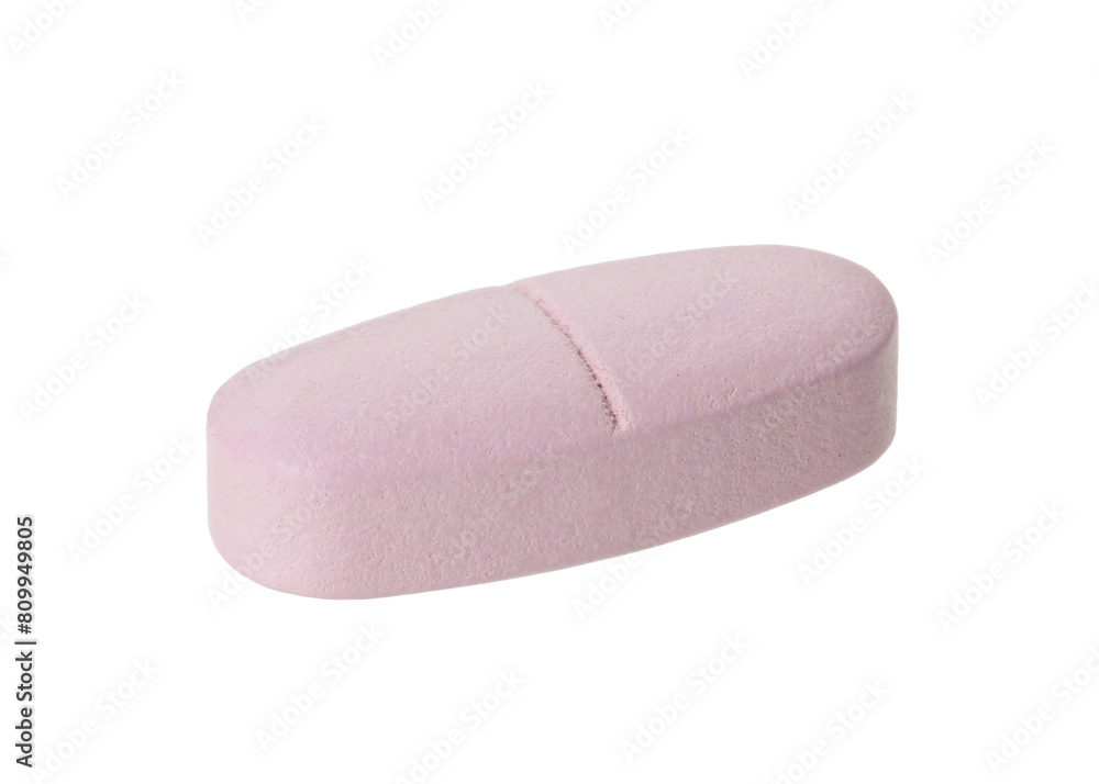 One vitamin pill isolated on white. Health supplement One vitamin pill isolated on white. Health supplement